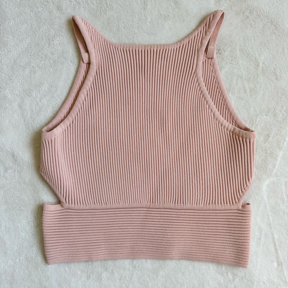 Jonathan Simkhai Pink Ribbed Crop Top